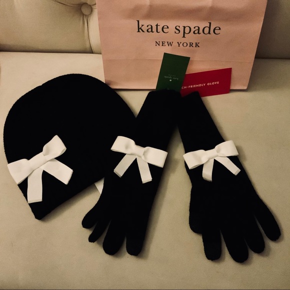 Kate Spade Black/white BOW tech friendly Gloves - Picture 11 of 11